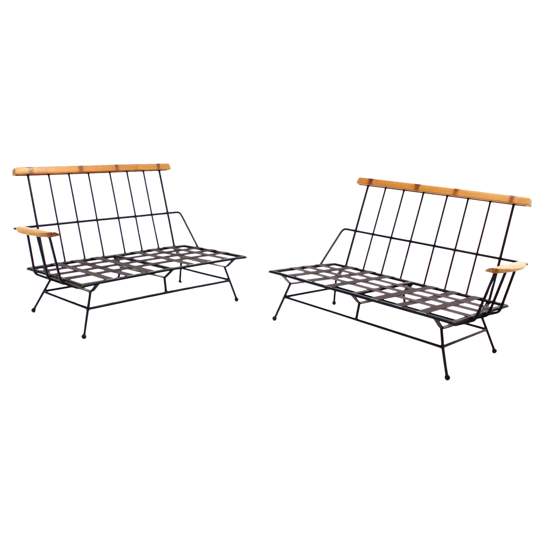 Mid-Century Modern Sectional Two Part Sofa Frames For Sale