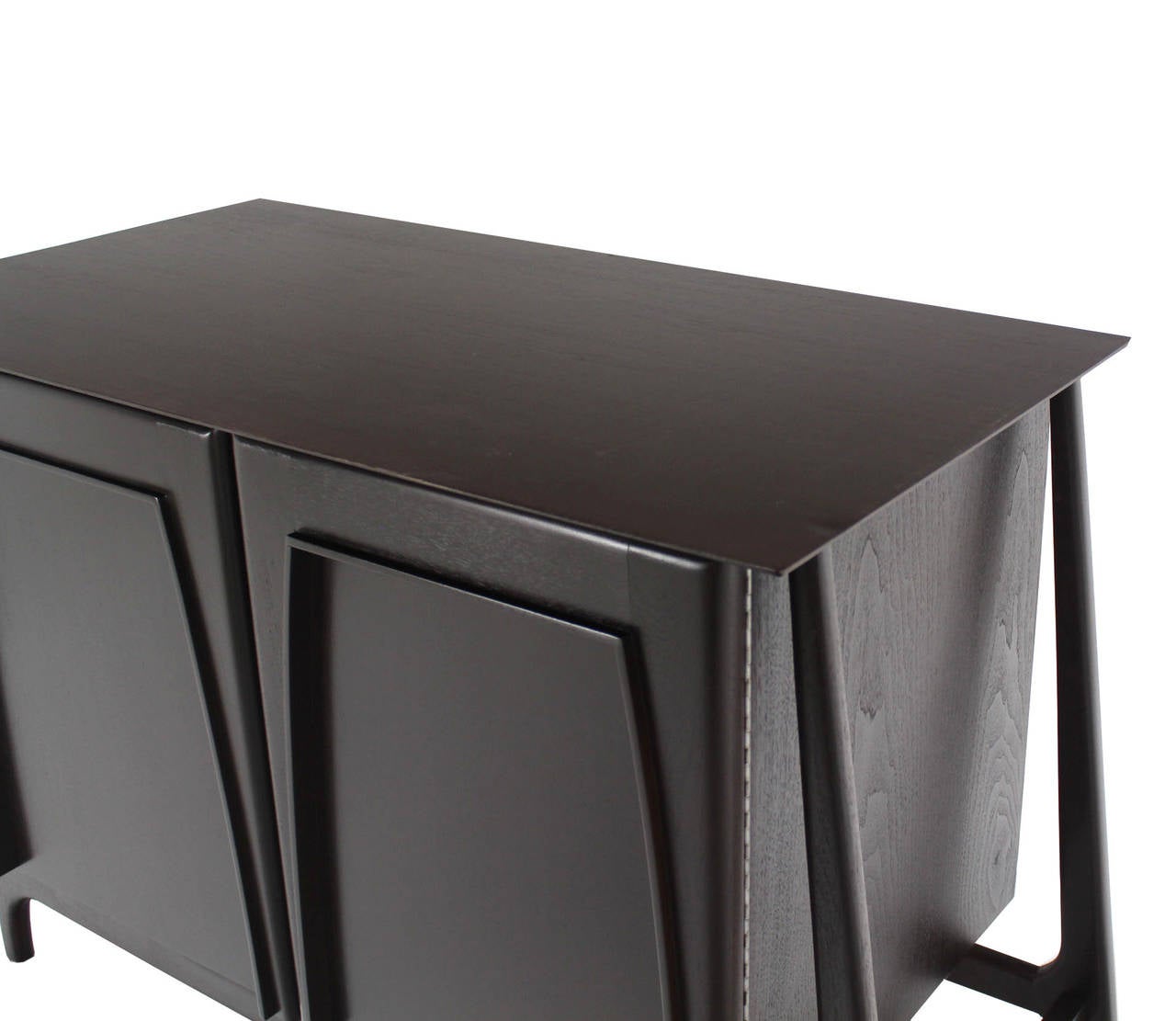20th Century Two-Door Sculptural Exposed Leg Ebonized Server Three-Drawer Bachelor Chest