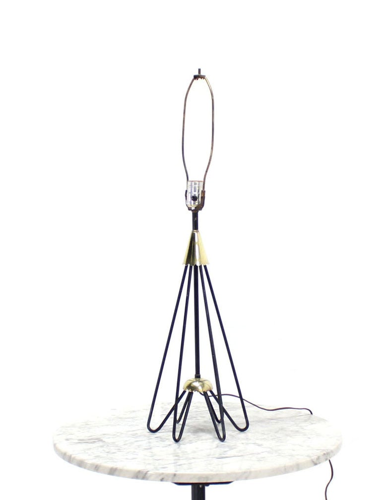 Polished Bent Wire Base Sculptural Cone Shape Table Lamp For Sale