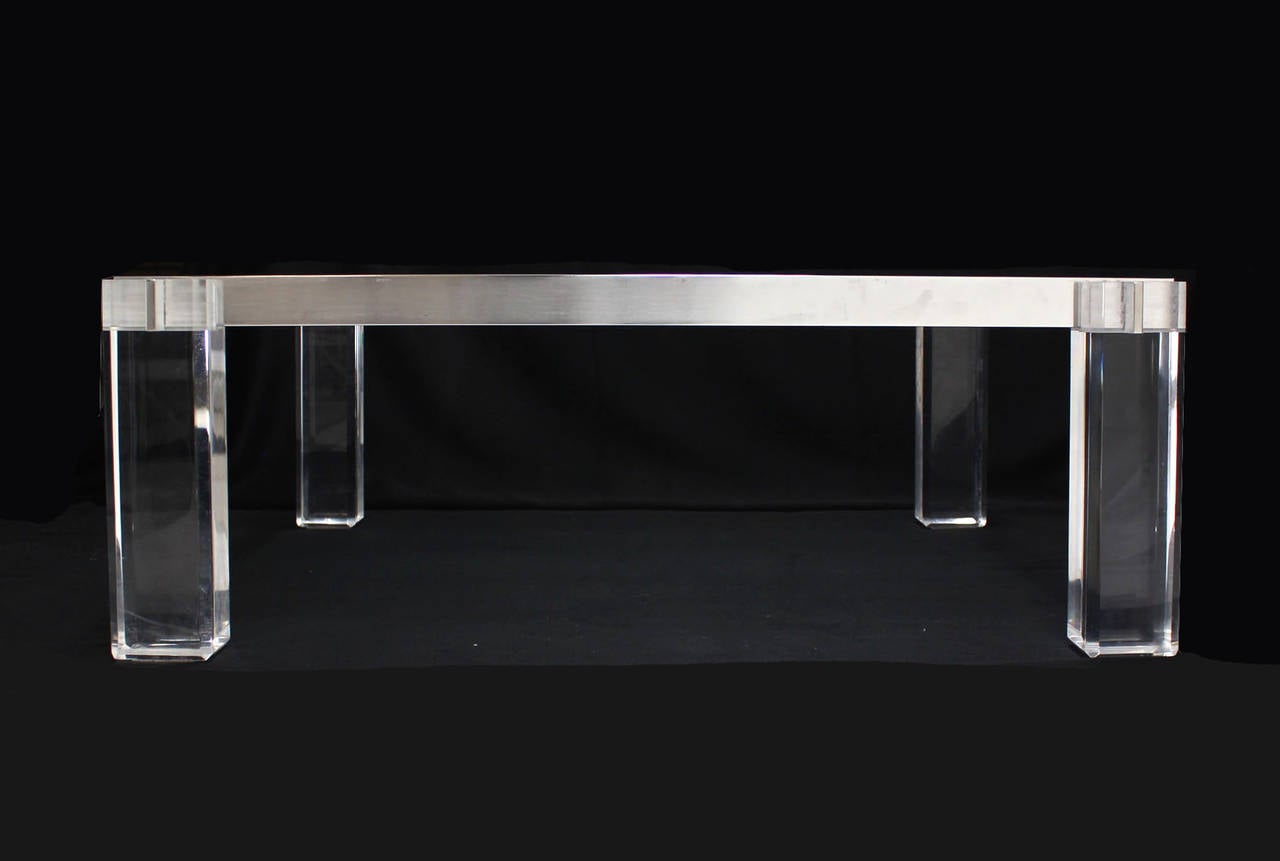 20th Century Lucite Base Large Square Coffee Table