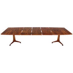 Large Vivid Walnut Grain Dining or Conference Table by John Widdicomb