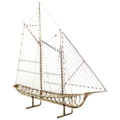 Long Brass 1976 Curtis Jere Sail Boat Sculpture