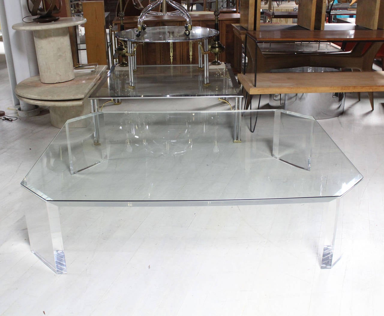 20th Century Large Rectangular Lucite Coffee Table