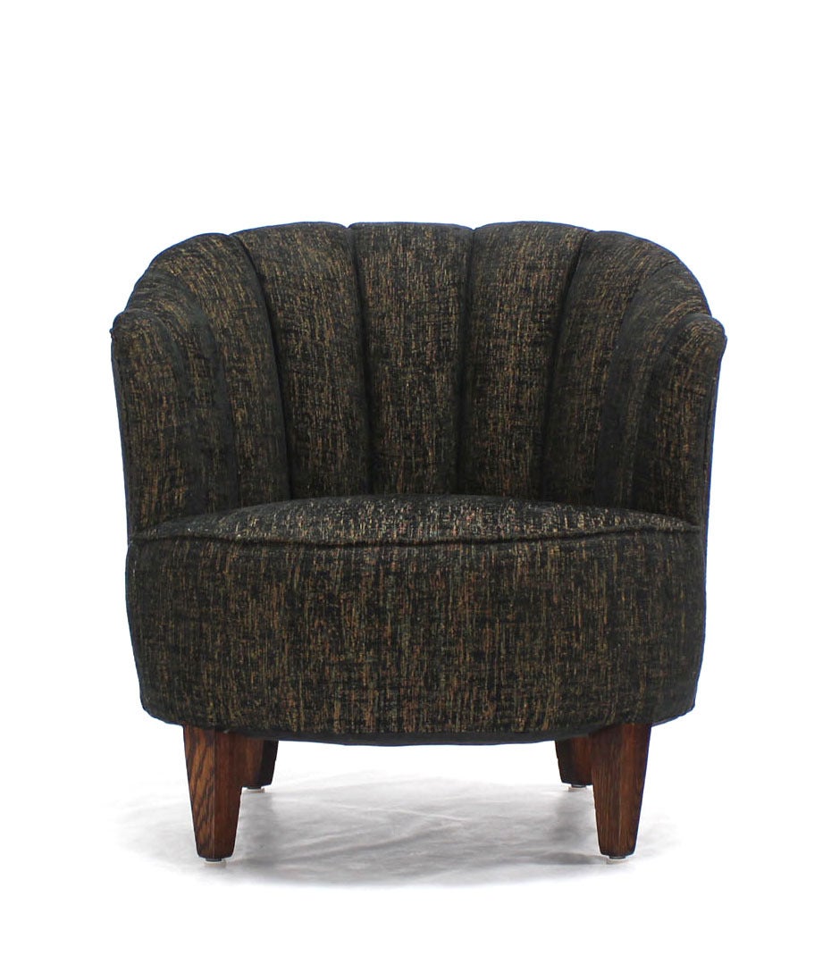 20th Century Barrel Scallop Back Ribbed Back Upholstery Wing Chairs NEW UPHOLSTERY For Sale