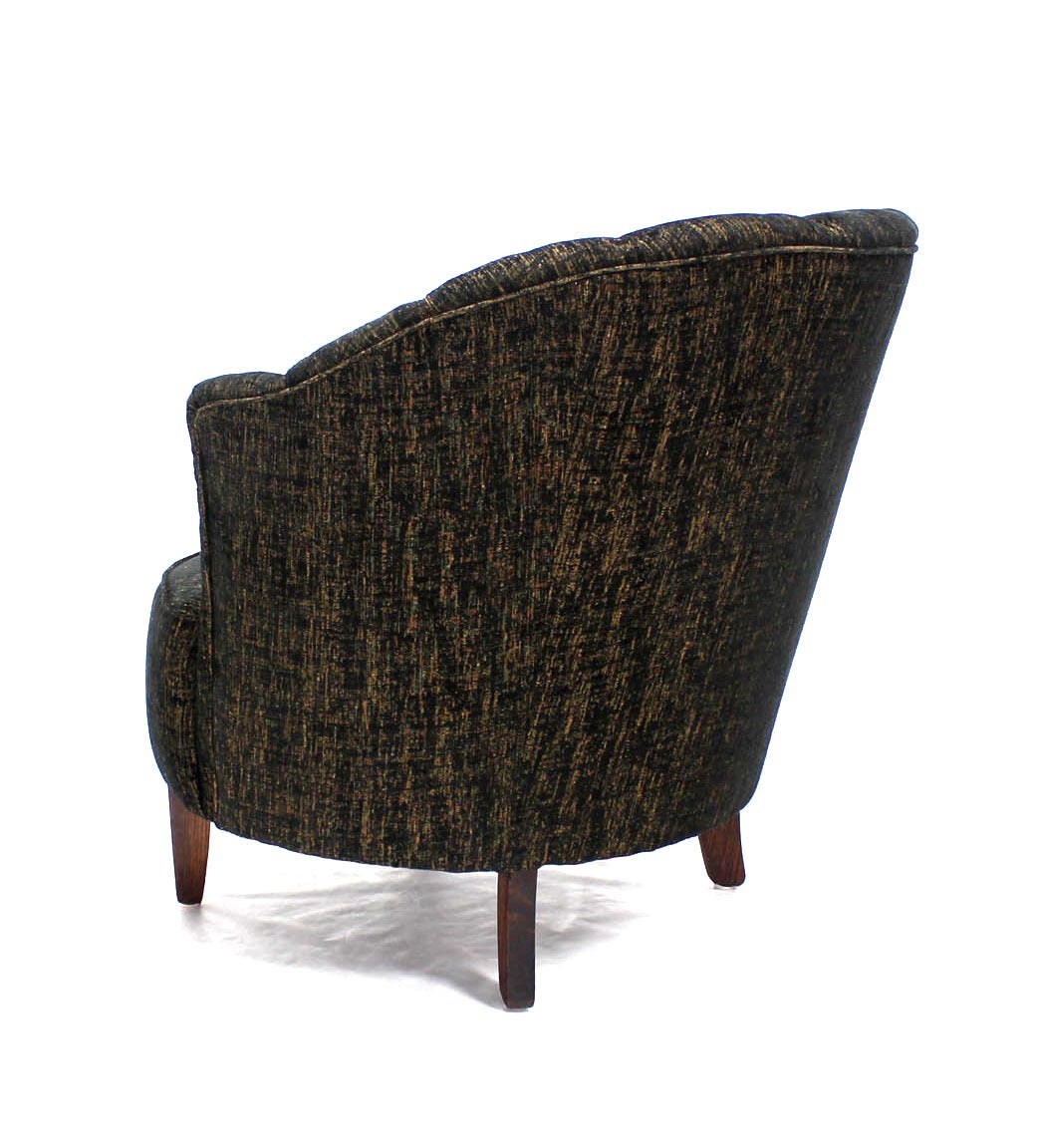 American Barrel Scallop Back Ribbed Back Upholstery Wing Chairs NEW UPHOLSTERY For Sale