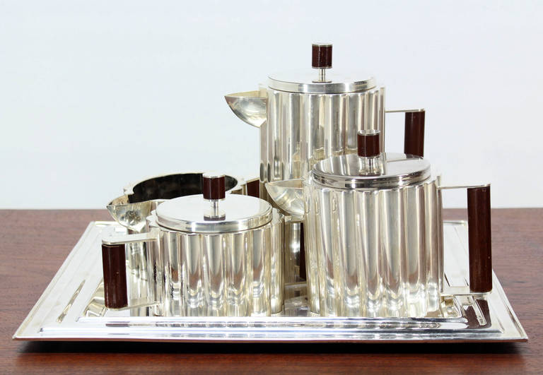 Art Deco Silver Plate Tea Set with Tray 3