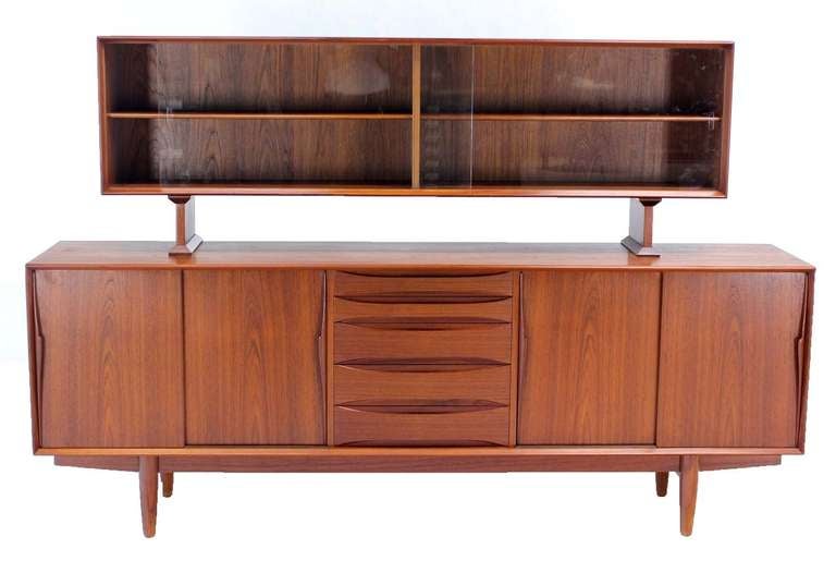 Mid-20th Century Danish Mid Century Modern Teak Credenza Hutch Dresser