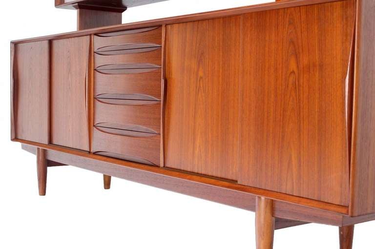 Mid-Century Modern Danish Mid Century Modern Teak Credenza Hutch Dresser