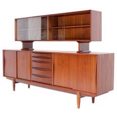 Vintage Danish Mid Century Modern Teak Credenza Hutch Dresser