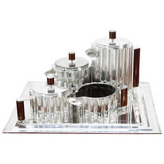 Set da tè in argento Art Deco con vassoio