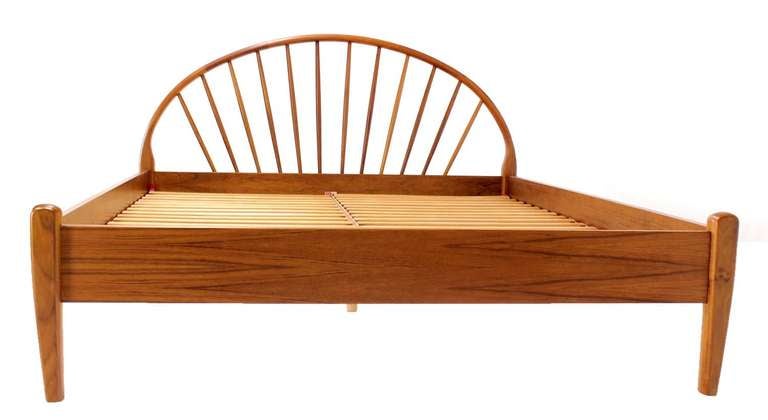 Very nice solid teak headboard queen size bed.