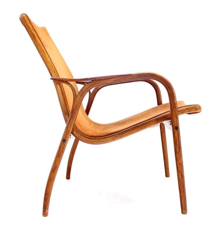 Danish Mid-Century Modern Suede Lounge Chair and Ottoman by Yngve Ekstrom 3