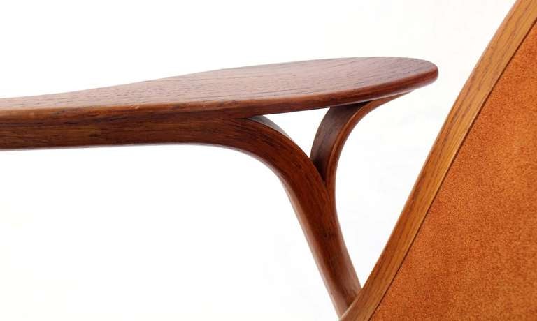Danish Mid-Century Modern Suede Lounge Chair and Ottoman by Yngve Ekstrom 5