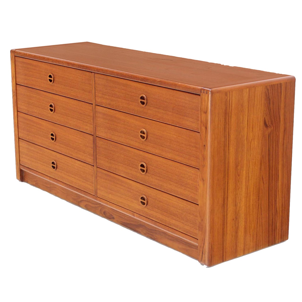 Danish Mid Century Modern Teak Eight Drawer Dresser Credenza Cabinet