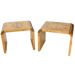 Pair of Mid-Century Modern Burl Wood Benches  by Henredon