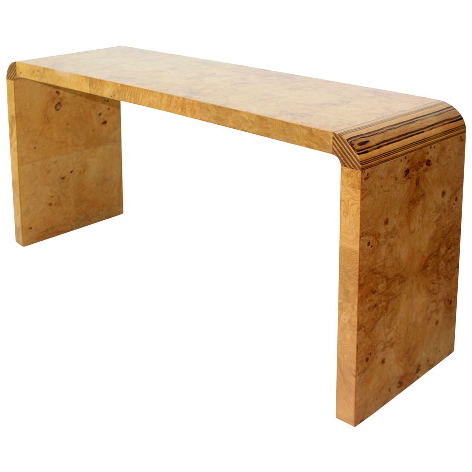 Burl Wood Mid-Century Modern Console Table by Henredon