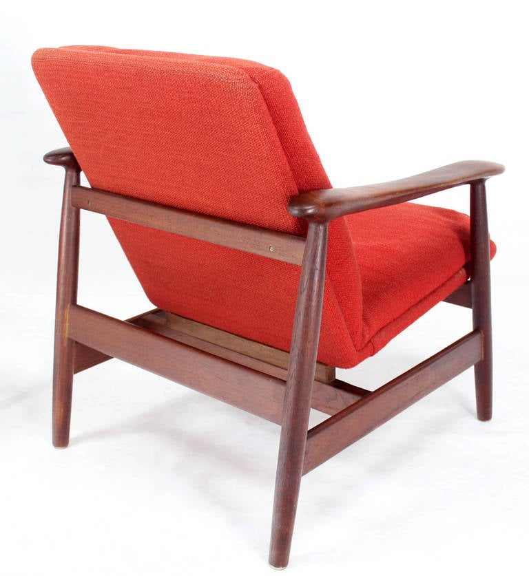 Pair of Mid-Century Danish Modern Solid Oiled Walnut Lounge Chairs For Sale 1