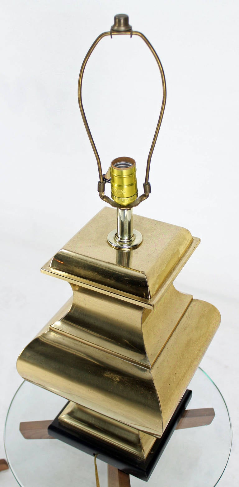 20th Century Pair of Modern Polished Brass Table Lamps