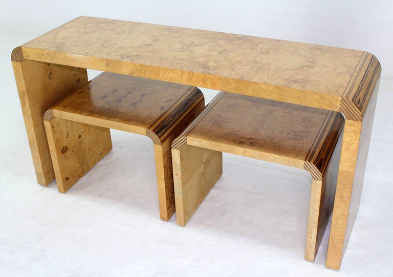 Pair of Mid-Century Modern Burl Wood Benches by Henredon at 1stDibs