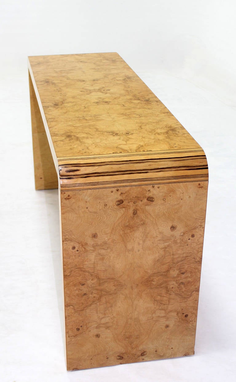 American Burl Wood Mid-Century Modern Console Table by Henredon