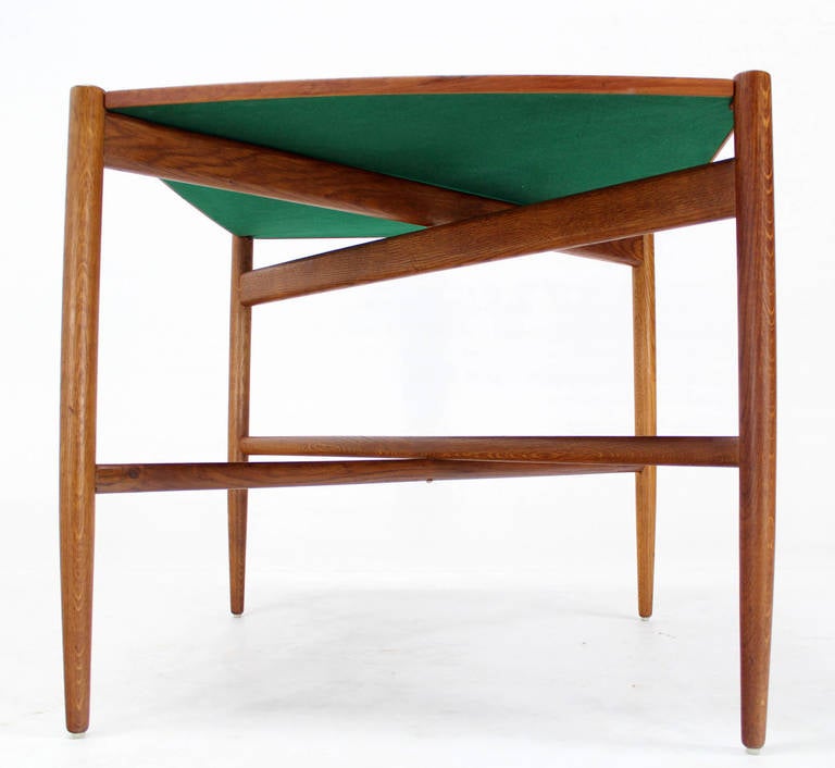 Danish Mid-Century Modern Folding, Reversible Sides Game Table 1