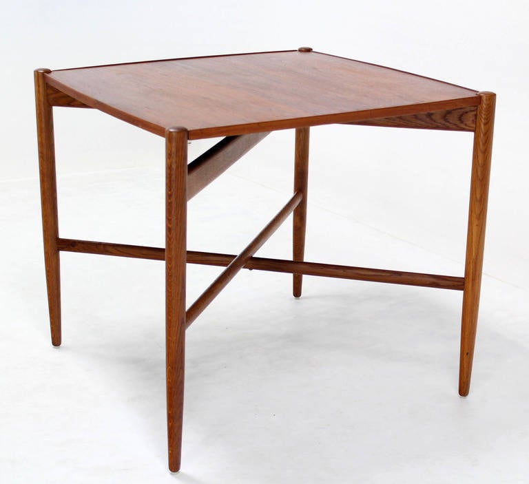 Danish Mid-Century Modern Folding, Reversible Sides Game Table 4