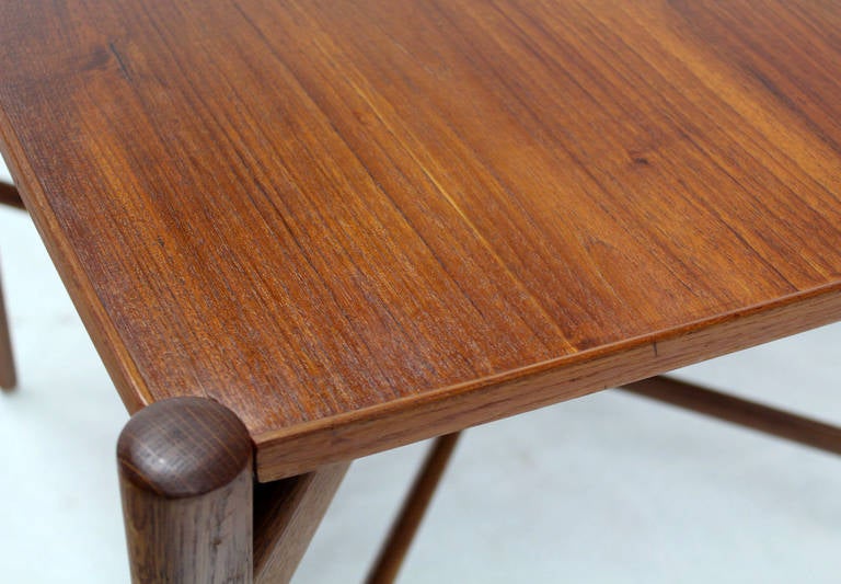 Danish Mid-Century Modern Folding, Reversible Sides Game Table In Excellent Condition In Rockaway, NJ