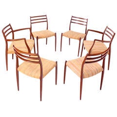Set of SIx Danish Modern Teak Dining Chairs by Niels Moller