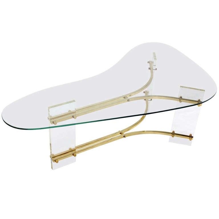 Nice Vintage Glass Top Kidney Shaped Coffee Table Central Coffee Table Inspirations