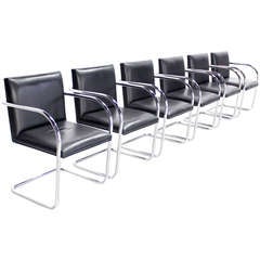 Set of 6 Brno Black Leather Chairs