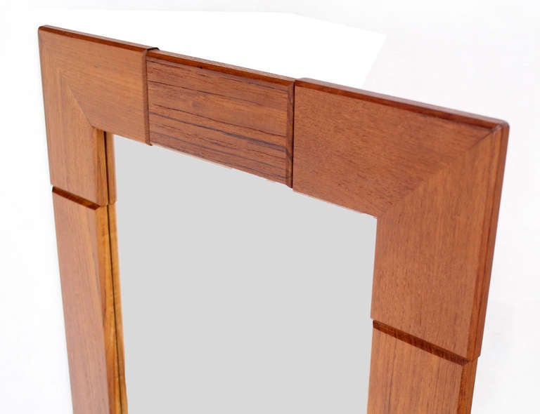 Danish Mid-Century Modern Solid Teak Frame Mirror In Excellent Condition In Rockaway, NJ