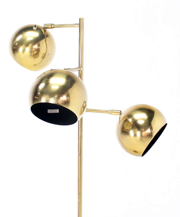 Mid-Century Modern Mid Century Modern Brass Globe Shades Floor Lamp