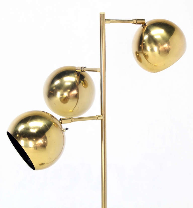 Mid Century Modern Brass Globe Shades Floor Lamp 2