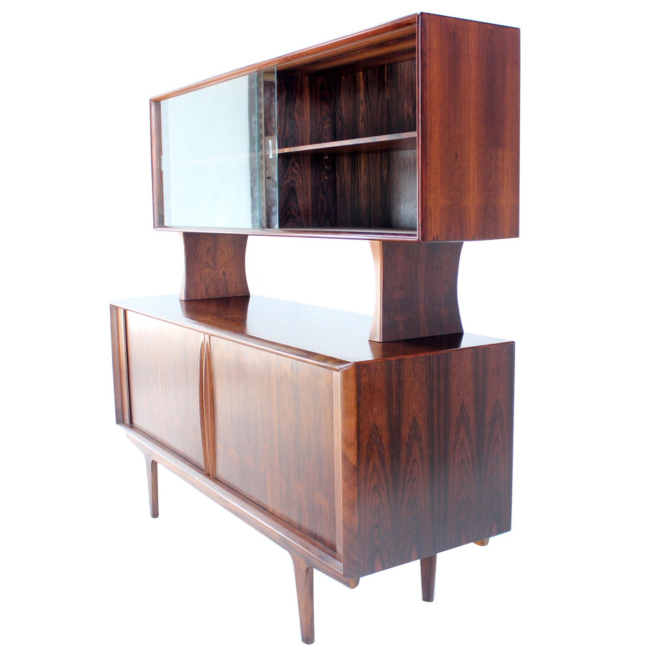Danish Mid Century Modern Rosewood Hutch Credenza Cabinet