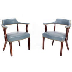 Retro Pair of High Quality Leather Upholstery Banker's Chairs