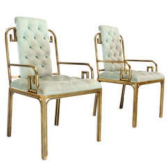 Pair of Mid Century Modern Brass Arm Chairs by Mastercraft