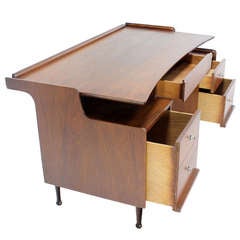 Vintage Danish Mid Century Modern Walnut Desk Writing Table