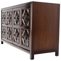 Walnut Long Dresser with Carved Doors by Henredon