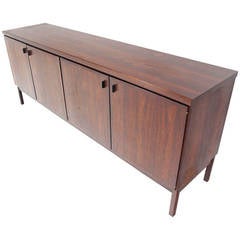 Mid-Century Modern Long Walnut Credenza Cabinet Server 8