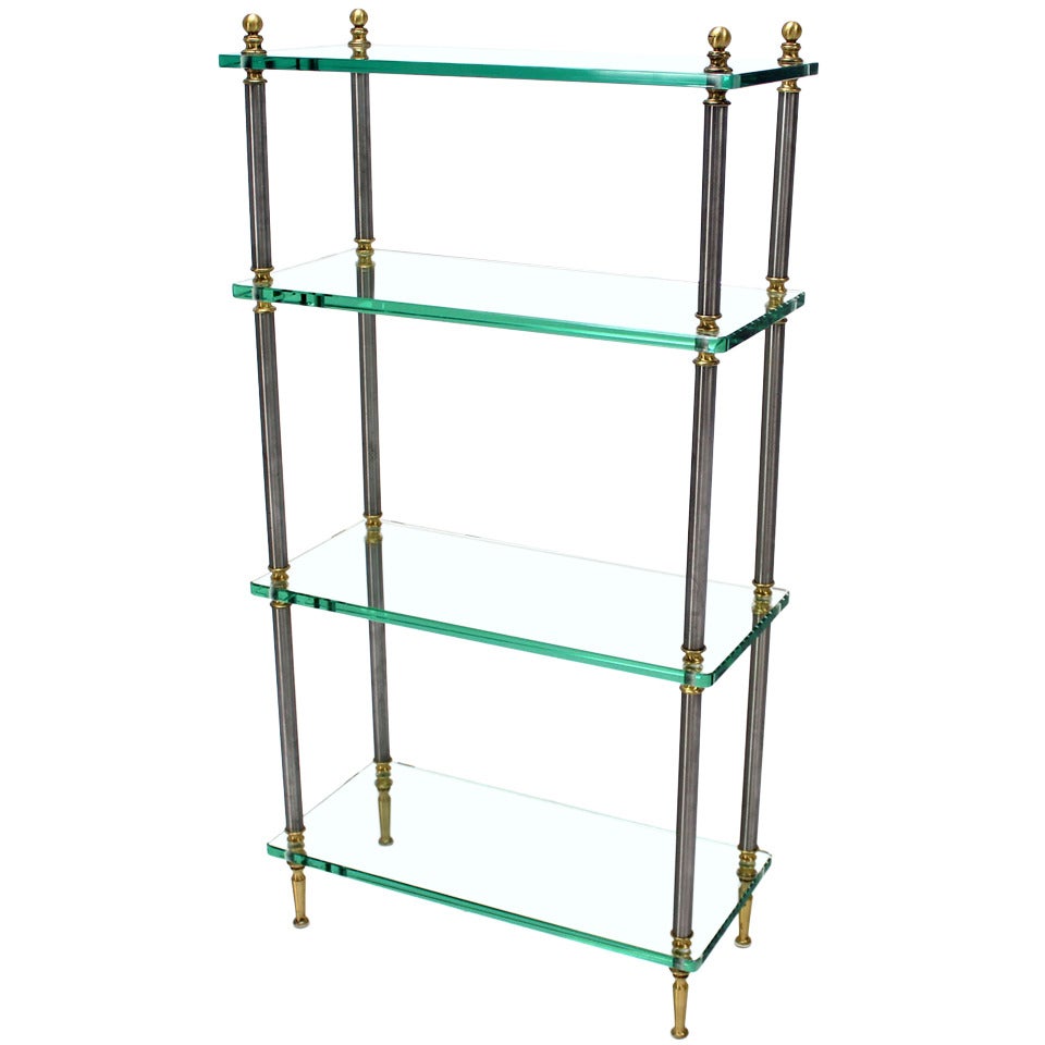 Glass, Chrome and Brass Etagere