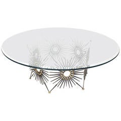 William Bowie Sunburst Sculpture Base Round Coffee Table