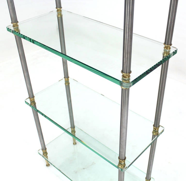 American Glass, Chrome and Brass Etagere