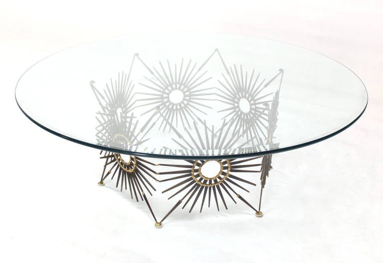 William Bowie Sunburst Sculpture Base Round Coffee Table