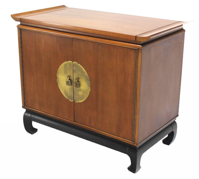 Mid-20th Century Oriental Modern Walnut Server Cabinet For Sale