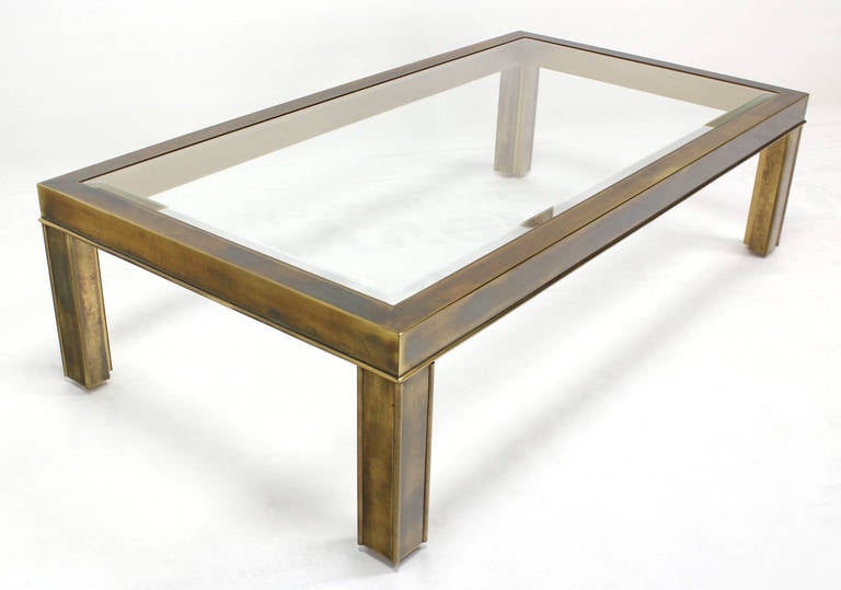 Heavy Brass Large Rectangular Mid-Century Modern Coffee Table by Mastercraft
