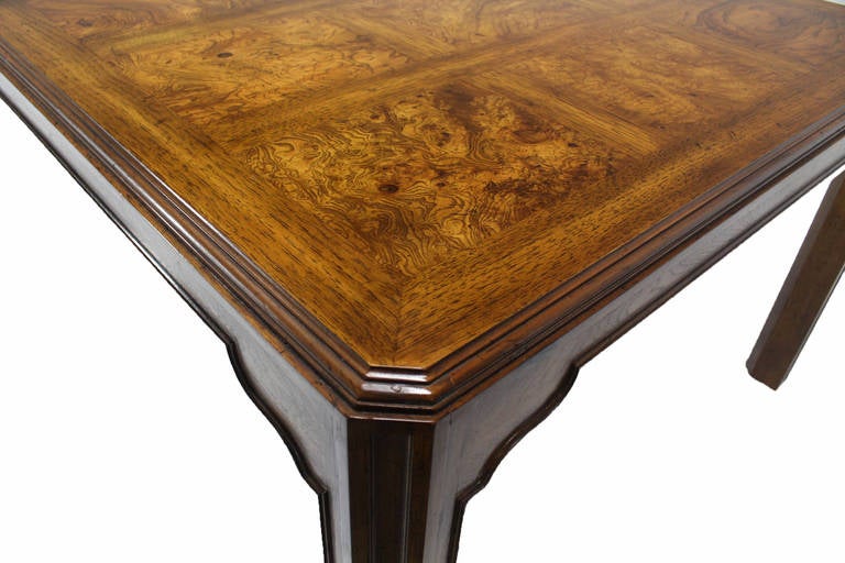 American Long Drexel Modern Burl Wood Dining Banquet Table with Three Leaves