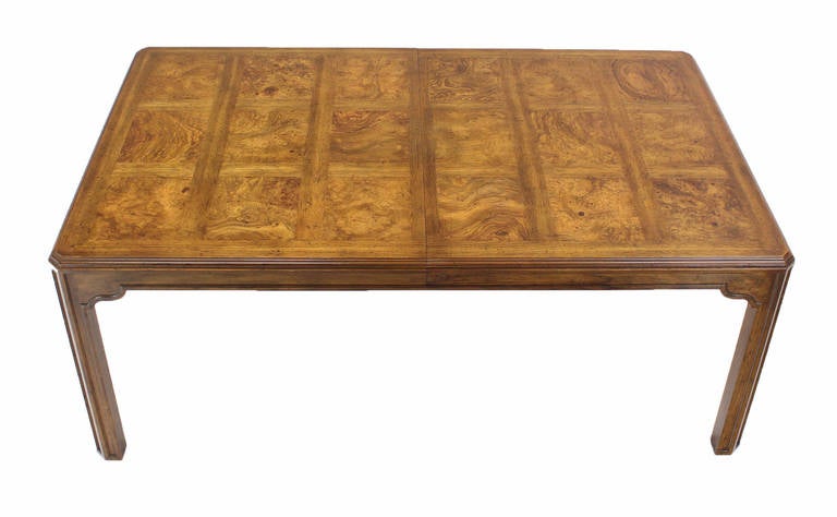 Long Drexel Modern Burl Wood Dining Banquet Table with Three Leaves 4