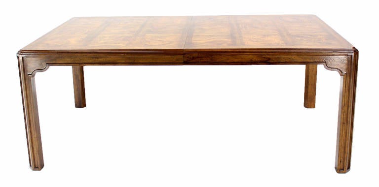 Long Drexel Modern Burl Wood Dining Banquet Table with Three Leaves 5