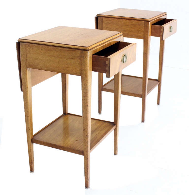 Pair of Art Deco Drop Leaf Nightstands Tables