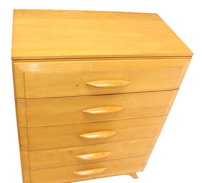 Mid-Century Modern Blonde Maple High Chest or Dresser 1